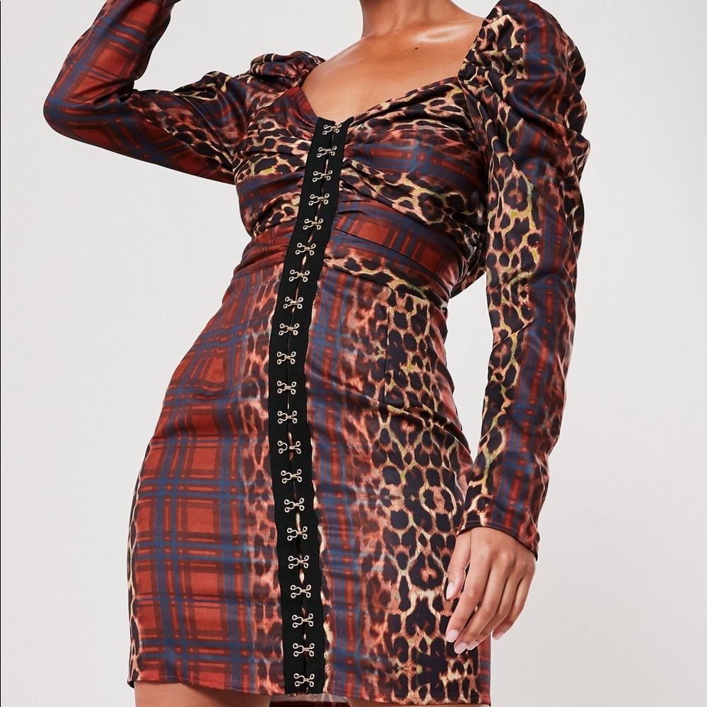 Leopard plaid dress
